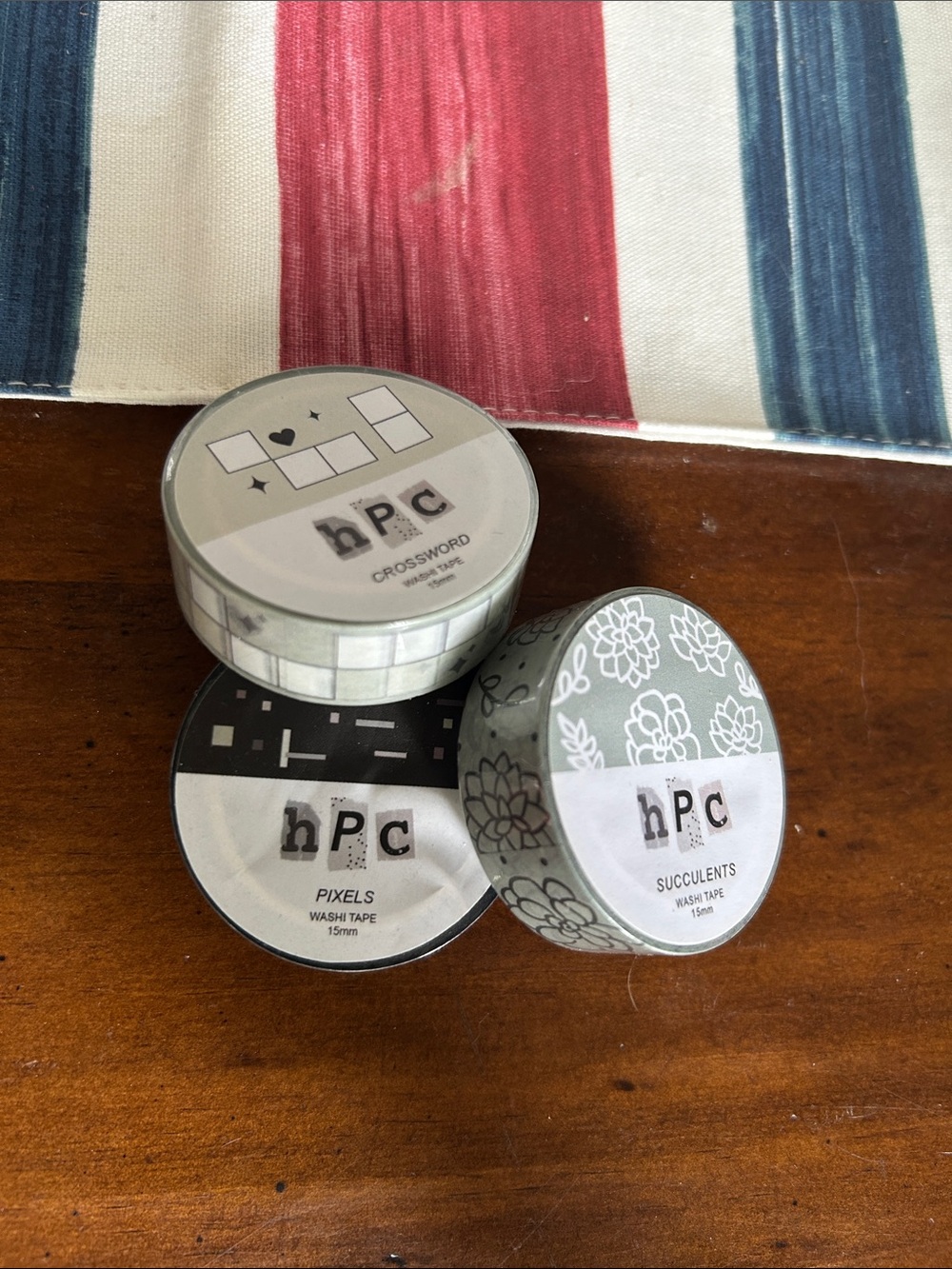 HPC Patterned Washi Tape Trio - Succulents, Pixels & Crossword Motifs new